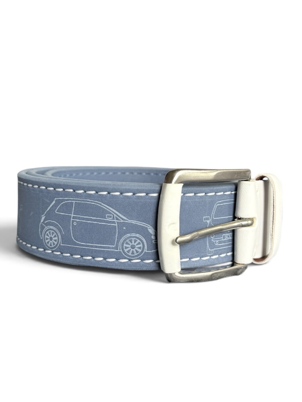 🇮🇹 Stefano Corsini Blue and White Fiat Prints Belt